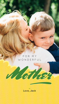 Happy mother hugging Son on Mother's Day