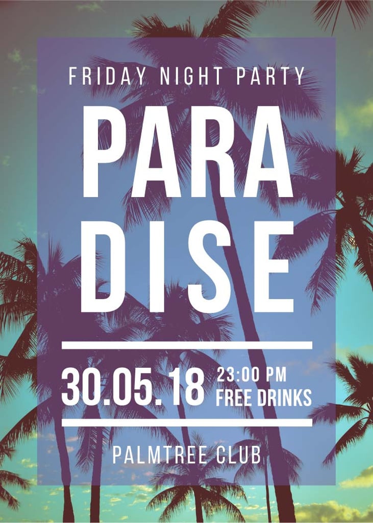 Night Party invitation on Tropical Palm Trees — Create a Design Night Party invitation on Tropical Palm Trees — Create a Design