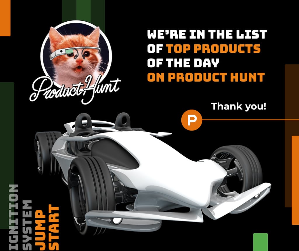 Product Hunt Launch Ad Sports Car — ein Design erstellen Product Hunt Launch Ad Sports Car — ein Design erstellen