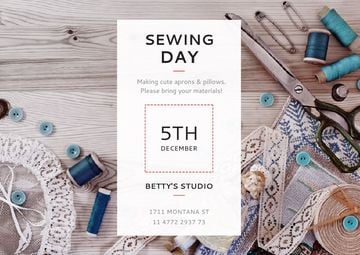 Sewing day event with needlework tools