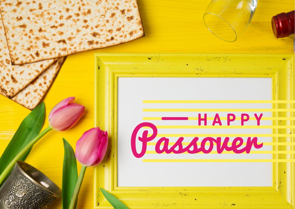 Happy Passover Holiday with Bread and Tulips — Create a Design Happy Passover Holiday with Bread and Tulips — Create a Design