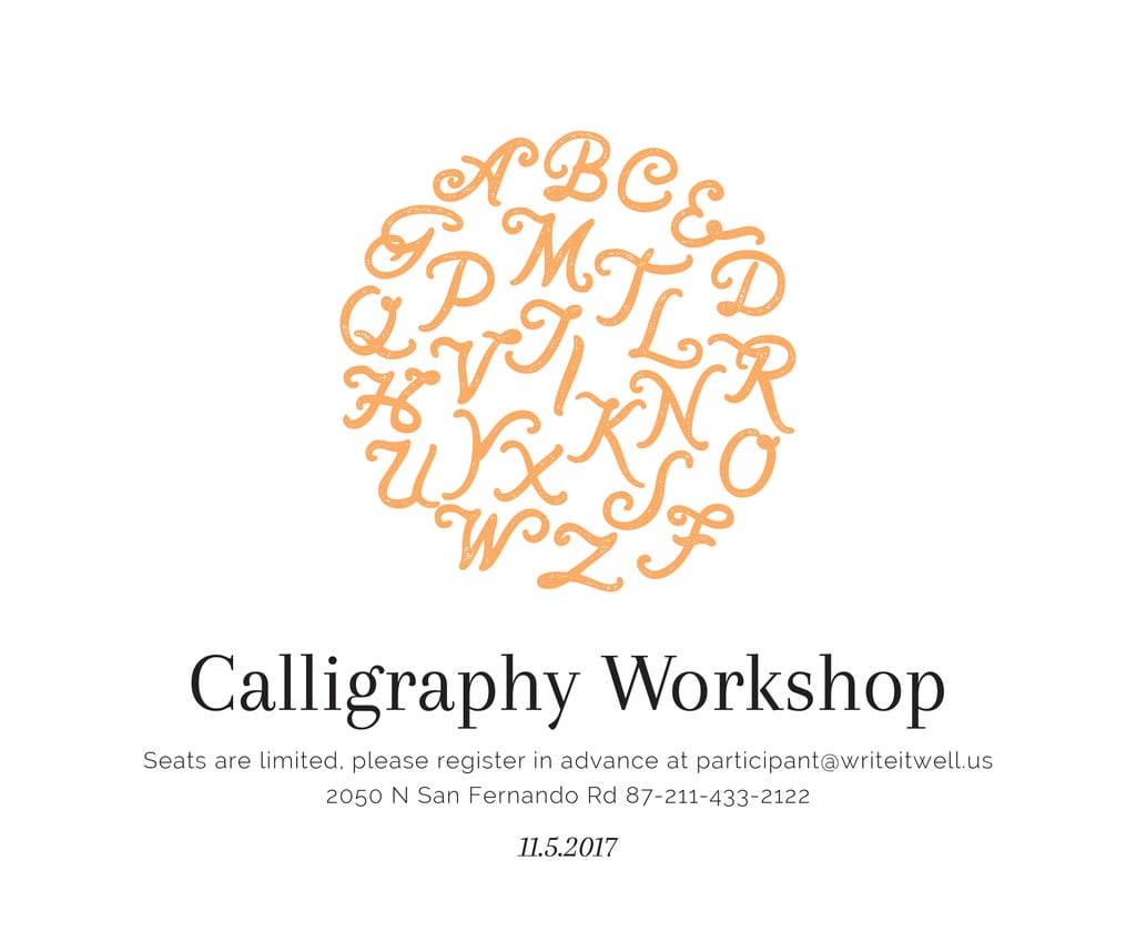 Calligraphy Workshop Announcement Letters on White — Створити дизайн Calligraphy Workshop Announcement Letters on White — Створити дизайн