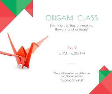 Origami Classes Invitation Paper Crane in Red