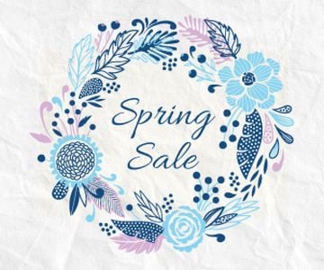 Spring Sale Flowers Wreath in Blue