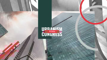 Urbanism Conference Advertisement with Modern Skyscrapers