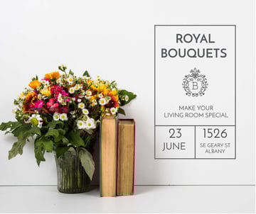 Florist Workshop ad with bouquet and books