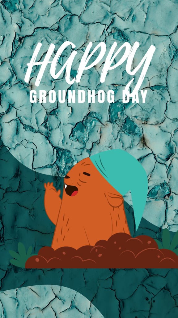 Happy Groundhog Day with funny animal — Maak een ontwerp Happy Groundhog Day with funny animal — Maak een ontwerp