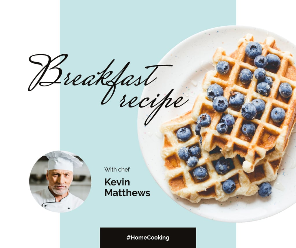 Breakfast Recipe Ad with Tasty Waffle — Maak een ontwerp Breakfast Recipe Ad with Tasty Waffle — Maak een ontwerp