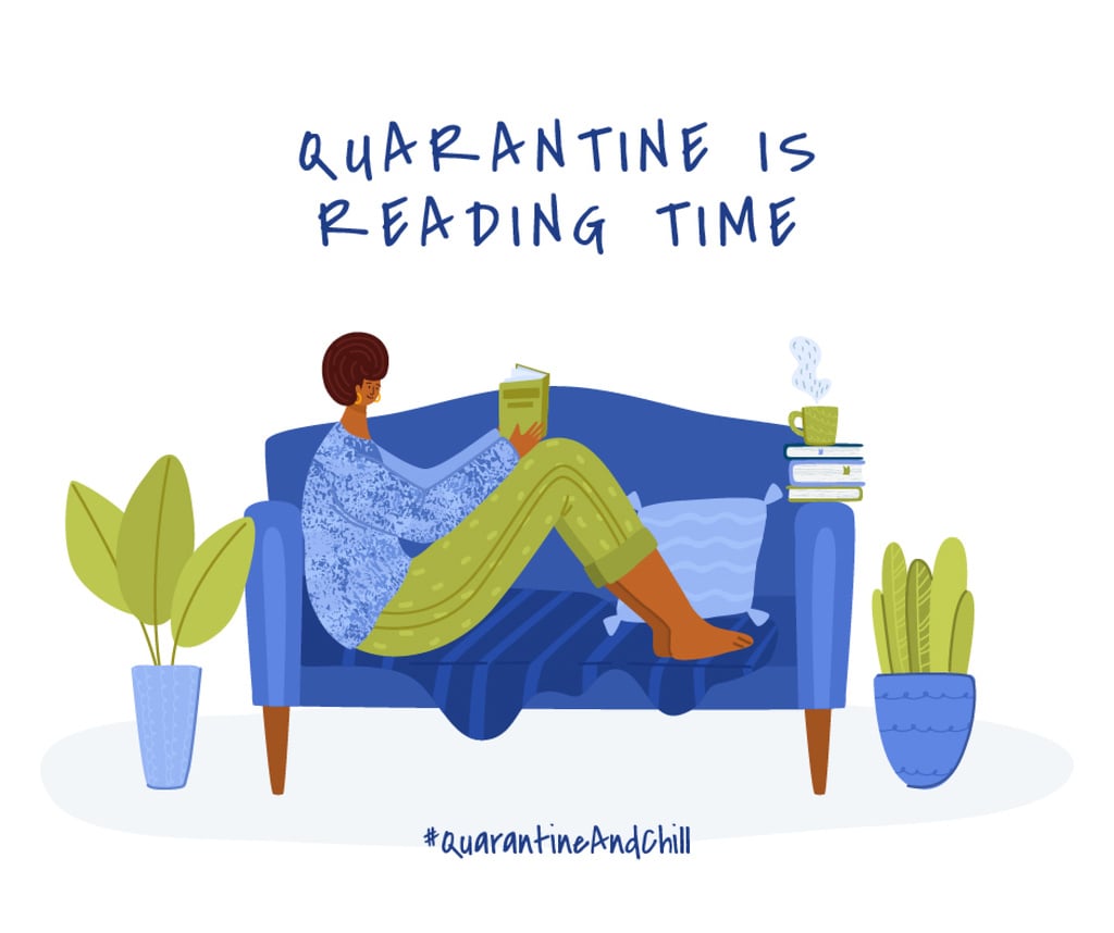 #QuarantineAndChill Woman reading Books in cosiness armosphere — Створити дизайн #QuarantineAndChill Woman reading Books in cosiness armosphere — Створити дизайн
