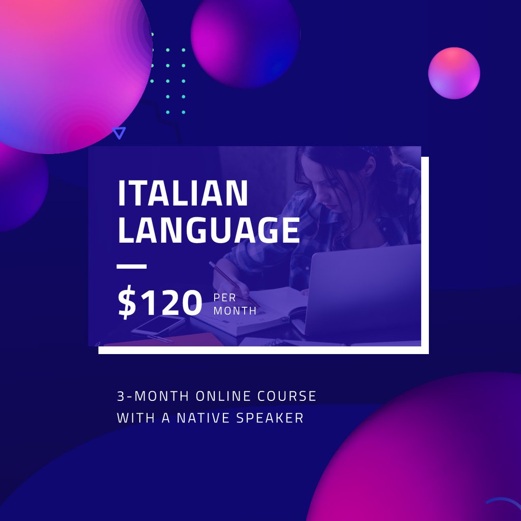 Italian language Online Course Ad - Bir Tasarım Oluşturun Italian language Online Course Ad - Bir Tasarım Oluşturun