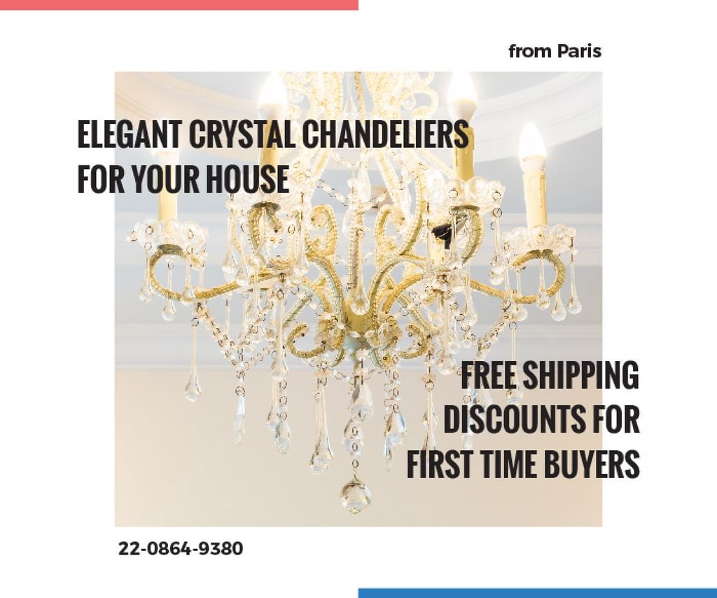 Elegant Crystal Chandelier Ad in White — Créer un visuel Elegant Crystal Chandelier Ad in White — Créer un visuel