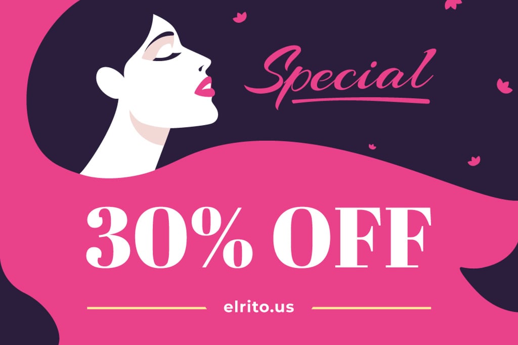 Salon Offer with Attractive Young Woman in Pink — Створити дизайн Salon Offer with Attractive Young Woman in Pink — Створити дизайн