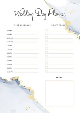Wedding Day Planner with Watercolour Texture