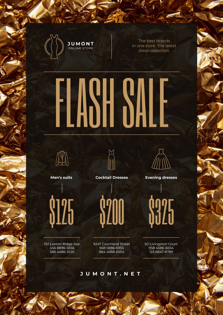 Clothes Store Sale with Golden Shiny Background — Crea un design Clothes Store Sale with Golden Shiny Background — Crea un design