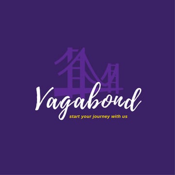 Travel Agency Ad with Bridge Building in Purple