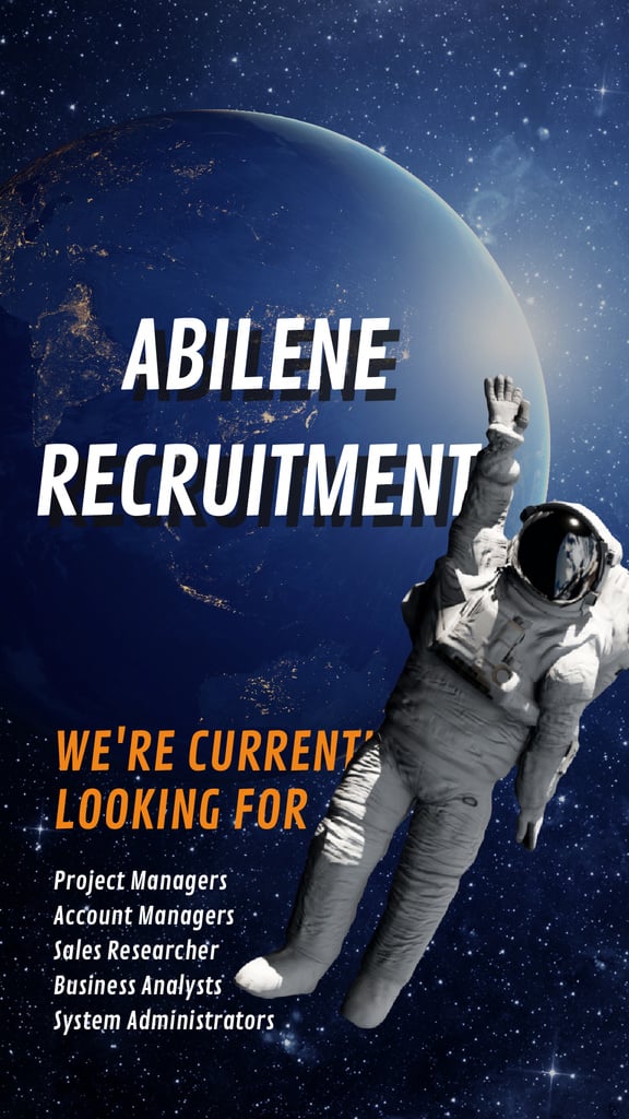 Hiring Offer Astronaut Waving in Outer Space — ein Design erstellen Hiring Offer Astronaut Waving in Outer Space — ein Design erstellen