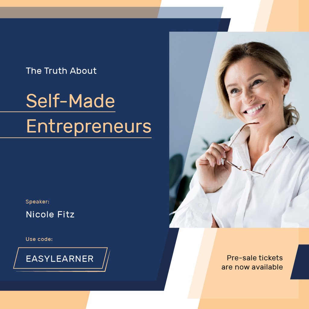 Business Event Announcement Smiling Businesswoman — ein Design erstellen Business Event Announcement Smiling Businesswoman — ein Design erstellen