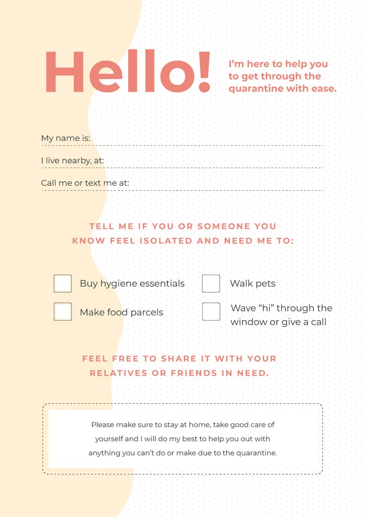 Volunteer Help Offer for people on Self-isolation — ein Design erstellen Volunteer Help Offer for people on Self-isolation — ein Design erstellen