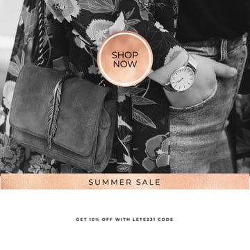 Summer Sale with Stylish Woman with vintage watch