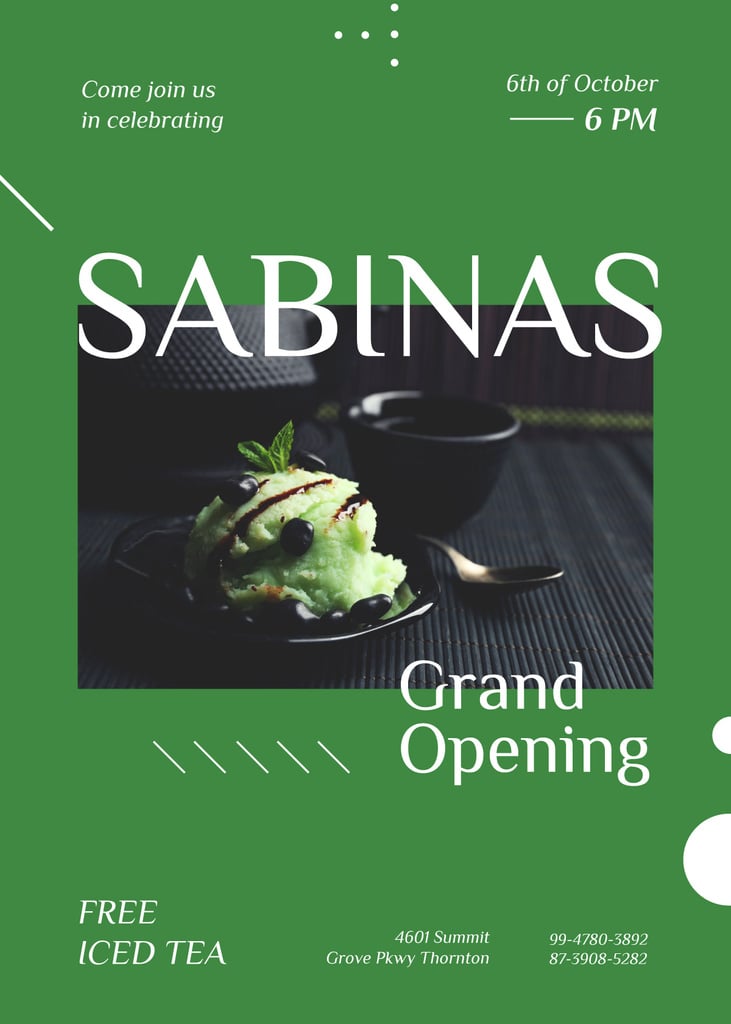 Green ice-cream ball at Cafe opening — Maak een ontwerp Green ice-cream ball at Cafe opening — Maak een ontwerp