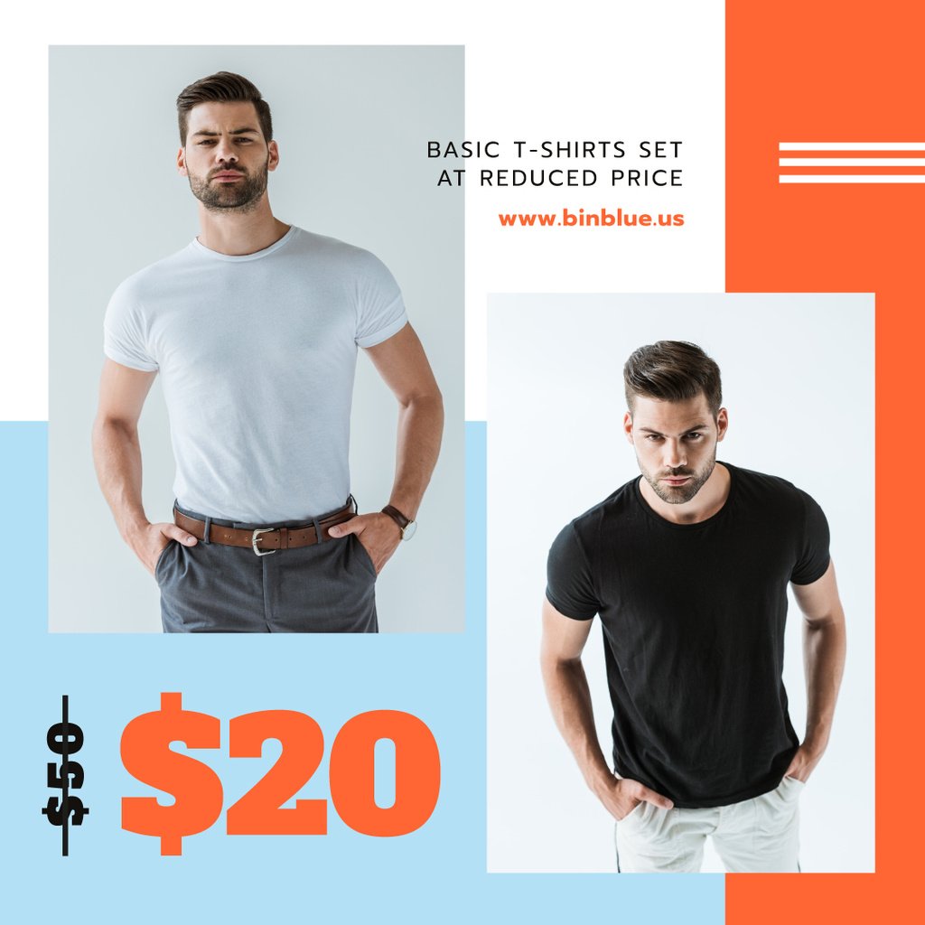 Clothes Sale Man Wearing Basic T-shirt — Modelo de projeto Clothes Sale Man Wearing Basic T-shirt — Modelo de projeto