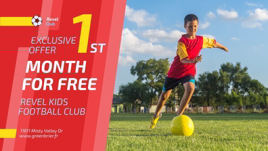 Football Club Ad Boy kicking Ball — Создать дизайн Football Club Ad Boy kicking Ball — Создать дизайн