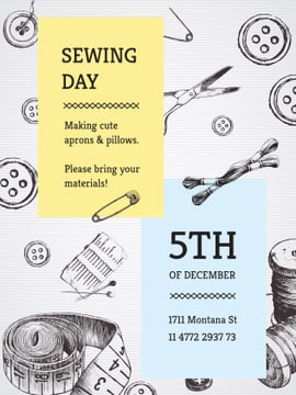Sewing day event with needlework tools