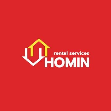 Real Estate Services Ad with Houses Icon in Red