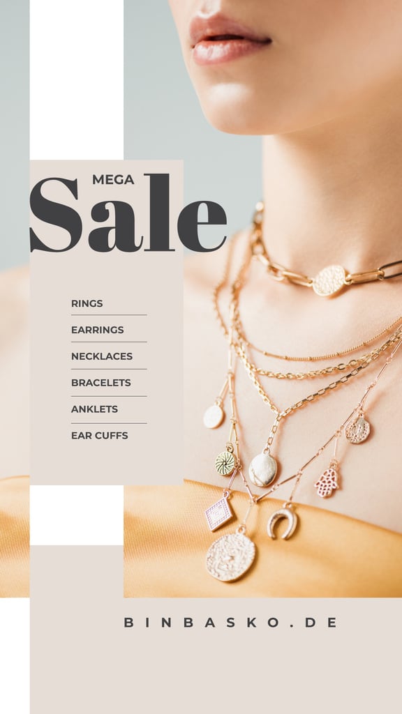Jewelry Sale Announcement Woman in Necklace — Створити дизайн Jewelry Sale Announcement Woman in Necklace — Створити дизайн
