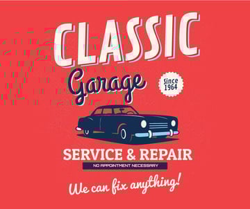 Garage Services Ad Vintage Car in Red