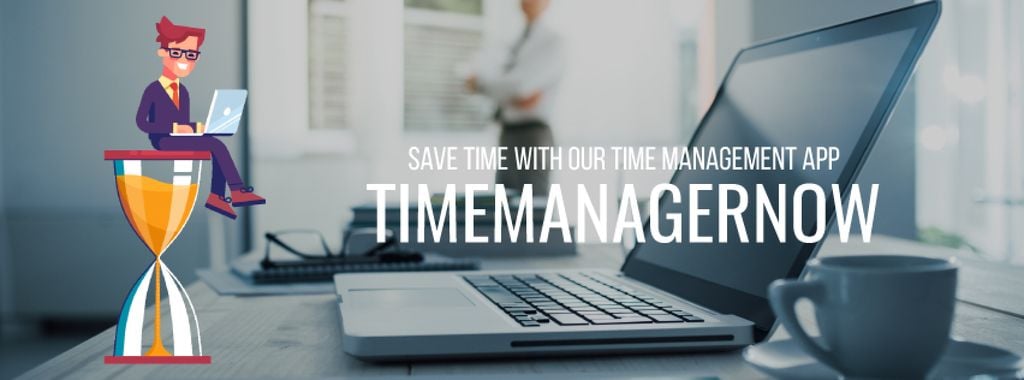 Time Management Concept Businessman on Hourglass — Modelo de projeto Time Management Concept Businessman on Hourglass — Modelo de projeto