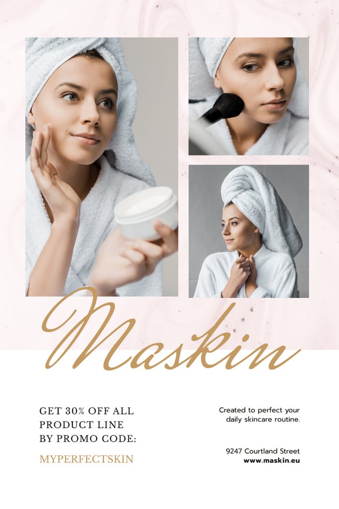 Cosmetics Sale with Woman Applying Cream — Create a Design Cosmetics Sale with Woman Applying Cream — Create a Design