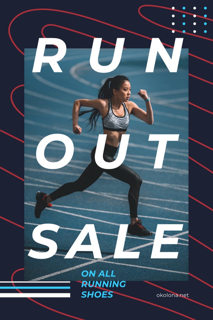 Running Shoes Sale Woman Runner at Stadium | Pinterest Template — Crear un diseño Running Shoes Sale Woman Runner at Stadium | Pinterest Template — Crear un diseño
