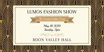 Fashion Show Invitation Golden Art Deco Pattern
