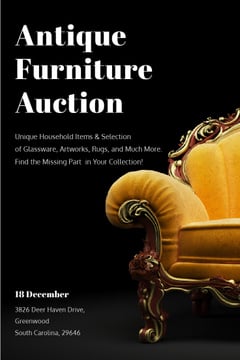 Antique Furniture Auction with Luxury Yellow Armchair