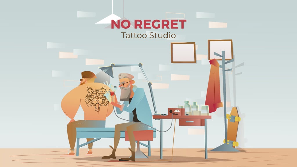 Tattoo Studio Ad Man Getting Tiger Tattoo — ein Design erstellen Tattoo Studio Ad Man Getting Tiger Tattoo — ein Design erstellen