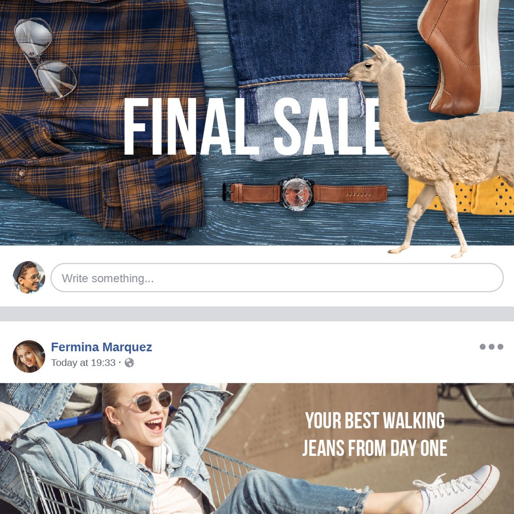 Clothes Sale with Happy Woman in sunglasses — ein Design erstellen Clothes Sale with Happy Woman in sunglasses — ein Design erstellen