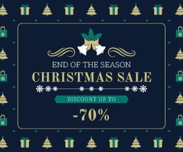 Christmas Sale Announcement Frame with Trees and Gifts | Large Rectangle Template
