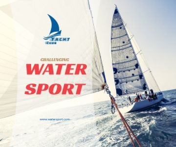 Water Sport Yacht Sailing on Blue Sea | Large Rectangle Template