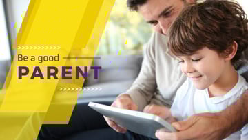 Parenting Tips with Father and Son Using Tablet