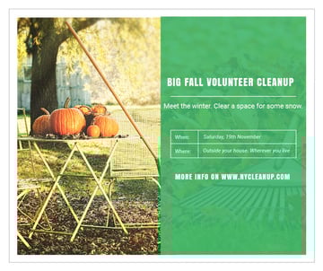 Volunteer Cleanup with Pumpkins in Autumn Garden