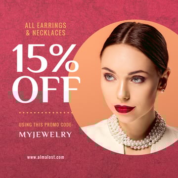 Jewelry Sale Announcement Woman in Pearl Necklace