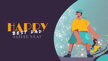 Father with Daughter skateboarding on Father's Day