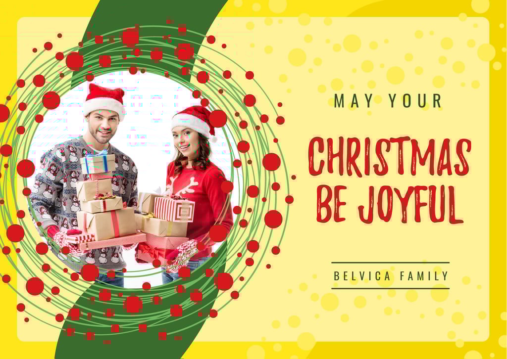 Merry Christmas Greeting Couple with Presents — Create a Design Merry Christmas Greeting Couple with Presents — Create a Design