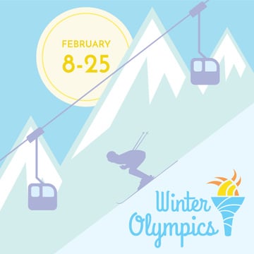 Winter Olympics with Skier in Mountains