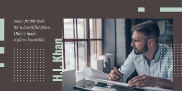 Architect working with blueprints
