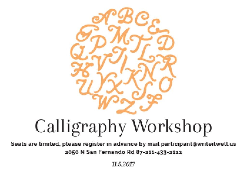 Calligraphy Workshop Announcement with Letters in Orange — Crear un diseño Calligraphy Workshop Announcement with Letters in Orange — Crear un diseño