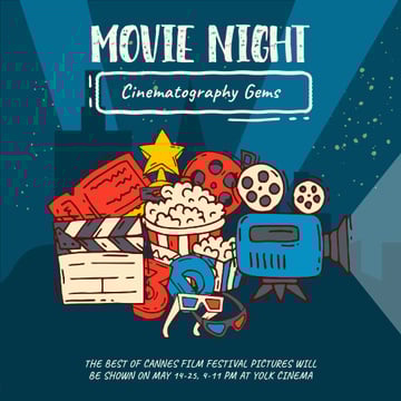 Movie Night invitation with Cinema attributes