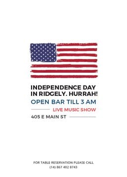 Independence Day Invitation USA Flag on White