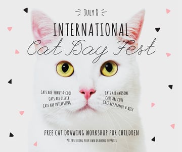 International Cat Day Fest with White Kitty